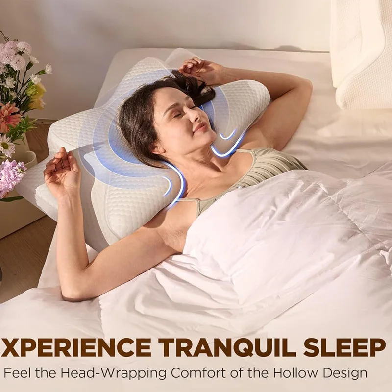 Pillow Ergonomic Memory Foam Pillows Butterfly Shaped Relaxing Cervical Slow Rebound Neck Pain Relief Sleeping Orthopedic Beding