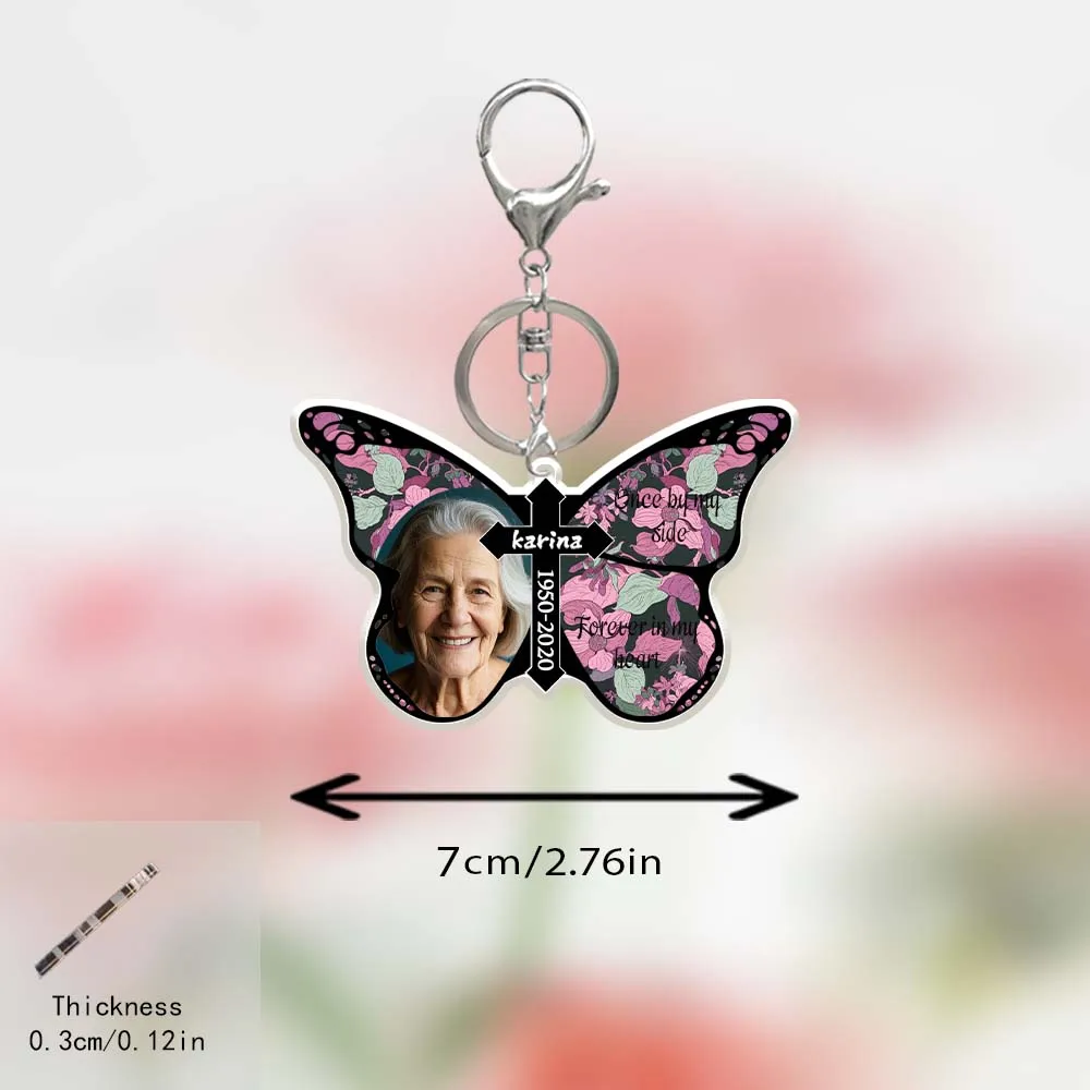 1pc Customized Butterfly Cross Keychain, Commemorative Collectible Key Pendant, Acrylic Keychain