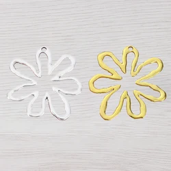 5 x Tibetan Silver/Gold Plated Large Open Hollow Flower Charms Pendants for DIY Necklace Jewelry Making Findings 65x61mm