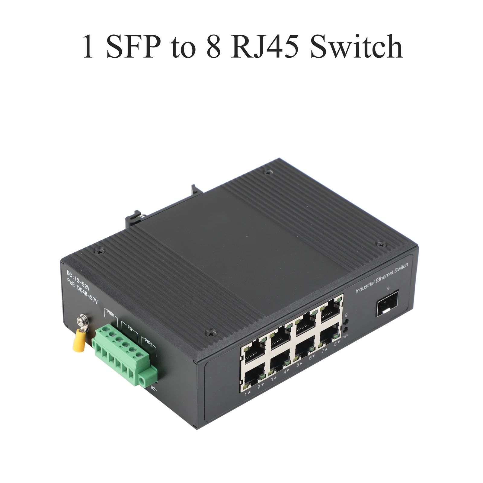 1 SFP to 8 POE Industrial Gigabit Switch 10/100/1000M, 550M/2KM/3KM Fiber Optic Transceiver Modules, for Industrial Networks