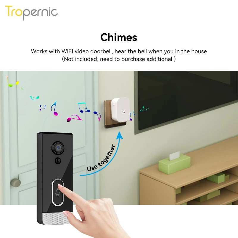 Doorbell Wifi Wireless Indoor Ringtone 100DB 433MHz Waterproof Doorbell Ringtone Doorbell Receiver Dingdong Tuya Home Smart