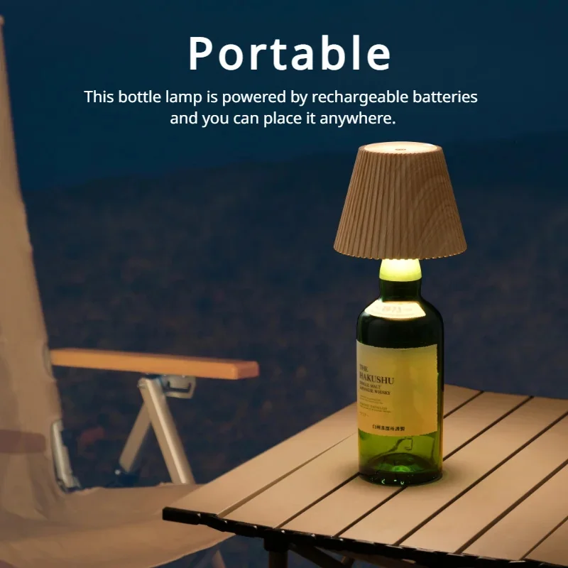 LED Bottle Lamp USB charging Dimmable Atmosphere decoration lamp Wine Bottle Light for Outdoor Dining Bedroom