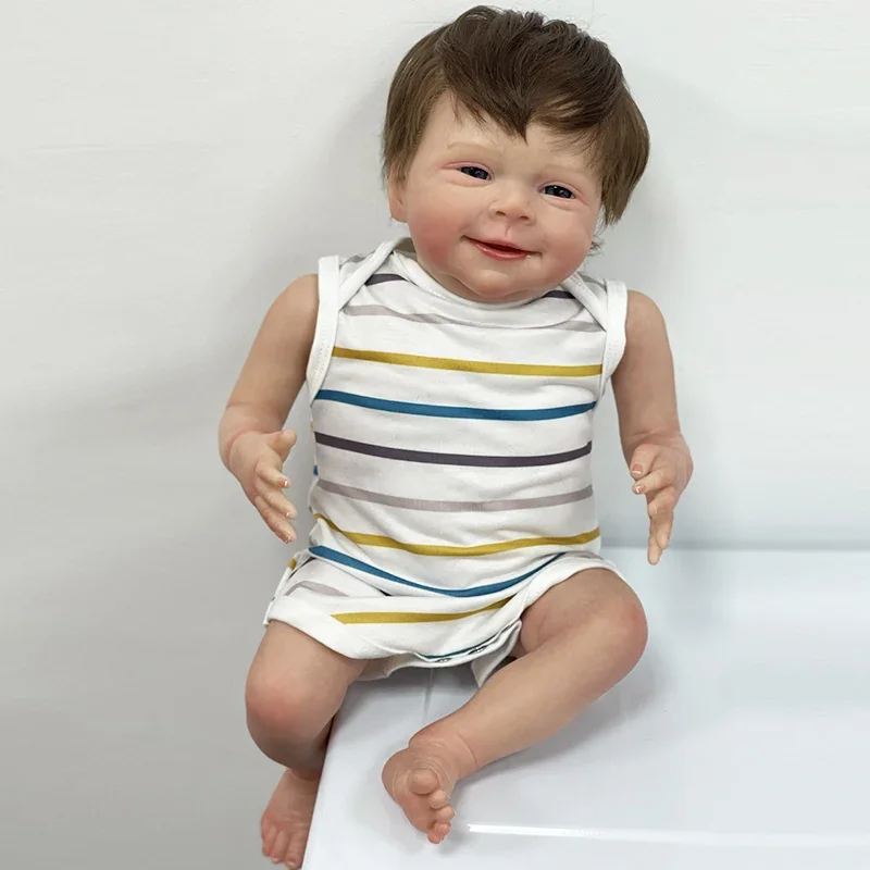 

45CM Reborn Sebastian Baby Dolls Soft Touch Cuddly Baby Multiple Layers Painting 3D Skin with Visbile Veins Collectible Art Doll