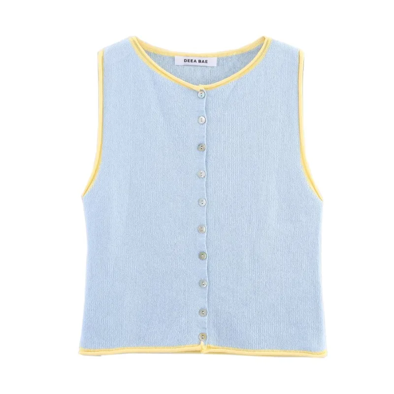 

TRAFZR Elegant Vest Woman Casual Sweaters Sweater Vests Knitwear Waistcoat Outerwears New Knit Women's Female Sleeveless Summer