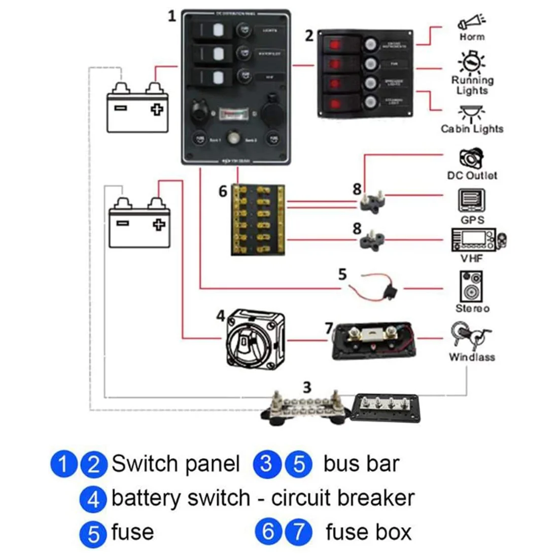 2Pcs DC 48V 150A Busbar M10 Terminal Block Studs Battery Power Distribution Terminal Stud Bus Bar Connector For RV Boat