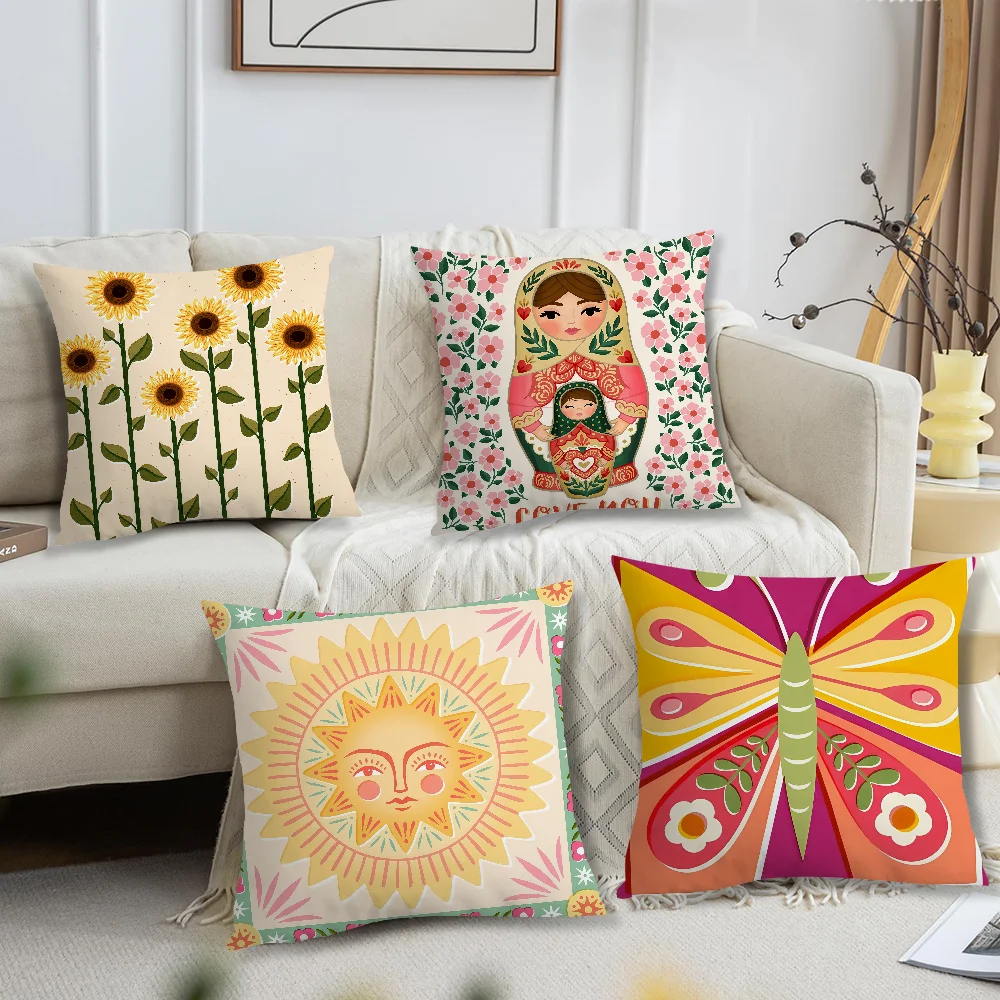 Fashion Art A-Anita Ashfield Salter Sun Flower Love Soft Pillow Case for Sofa Living Room Home Office Decor Protective Covers