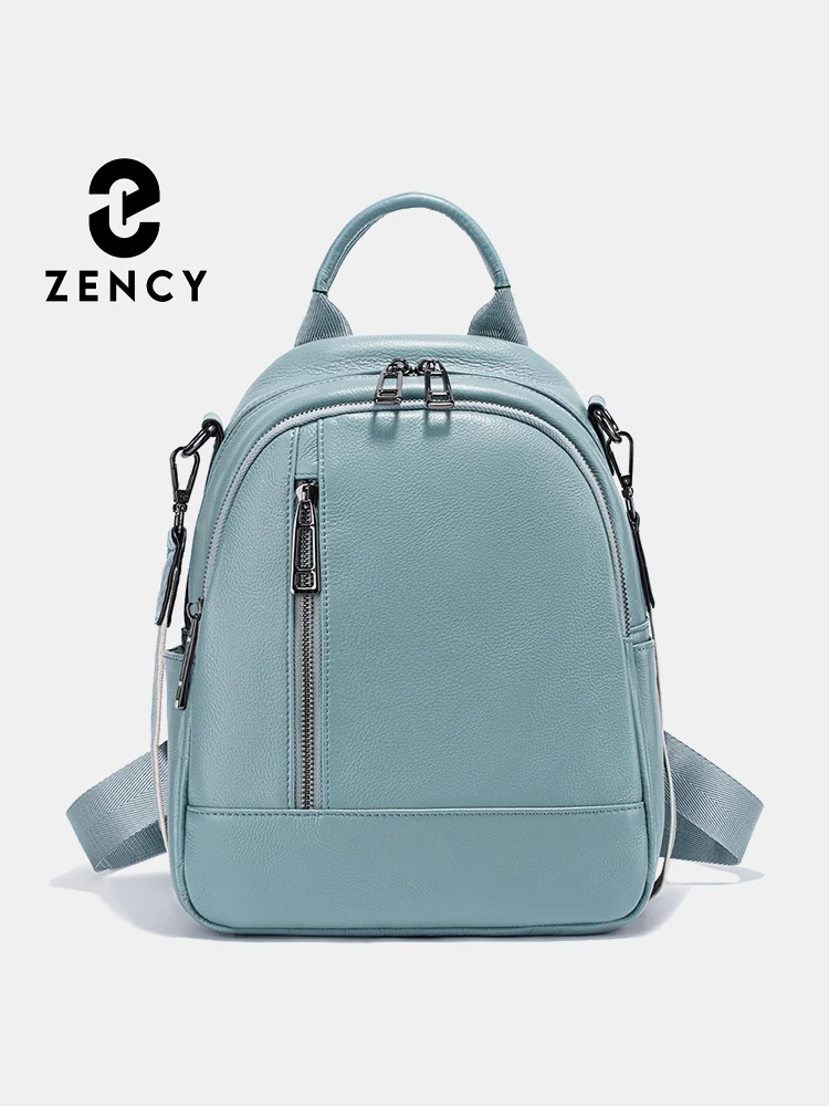 

Zency Genuine Leather Women's Fashion Backpack High Quality School Travel Shoulder Bags Satchel Multipockets Girls Rucksack 2026
