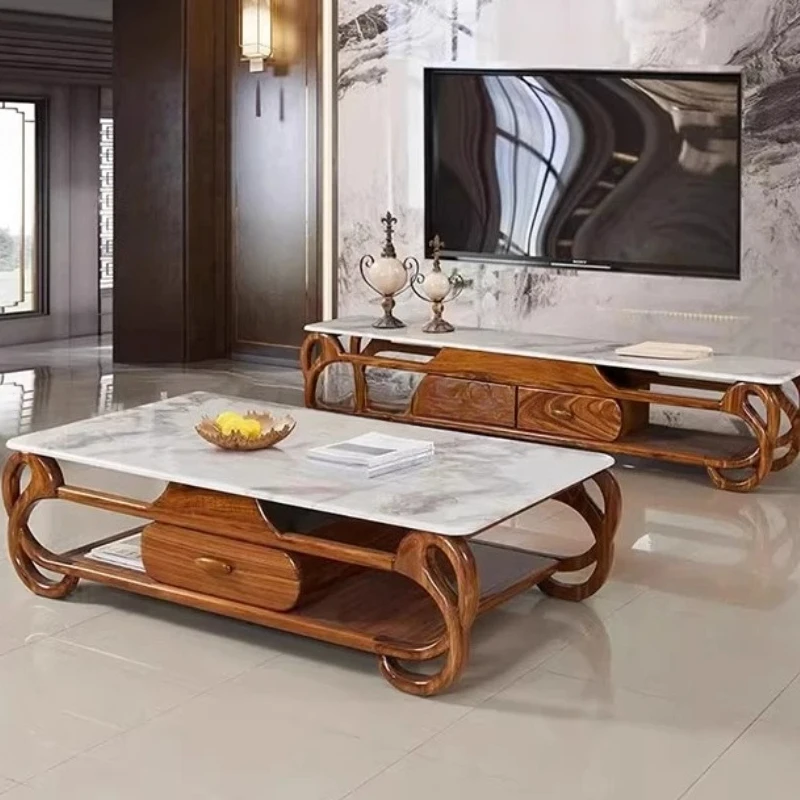 

ebony coffee table living room TV cabinet solid wood light luxury