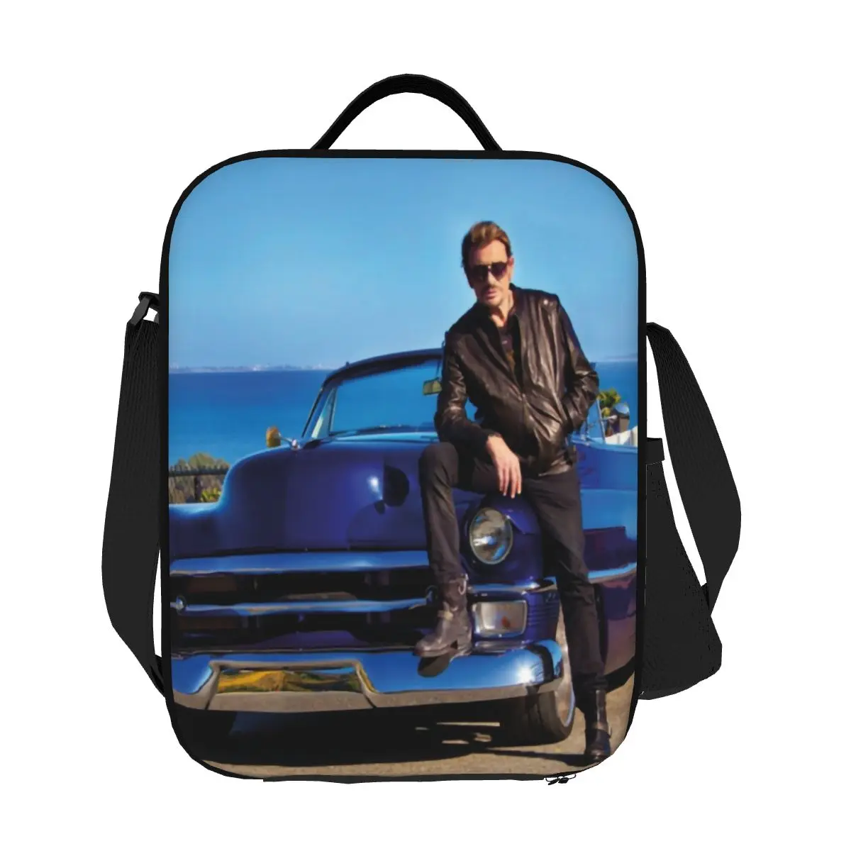 

Custom Copie De Masque Johnny Hallyday Resuable Lunch Boxes for Women Leakproof Cooler Thermal Food Insulated Lunch Bag Kids