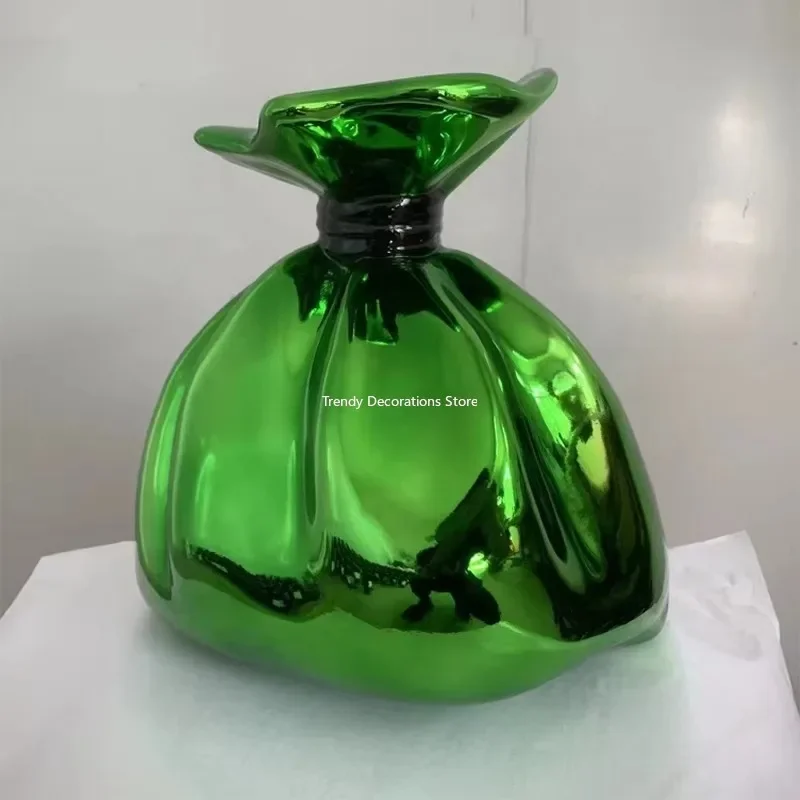Creative Pop Art Green Dollar Money Bag Sculpture Popular Resin Indoor Home Decor Statue Room Office Store Hotel Decoration Gift