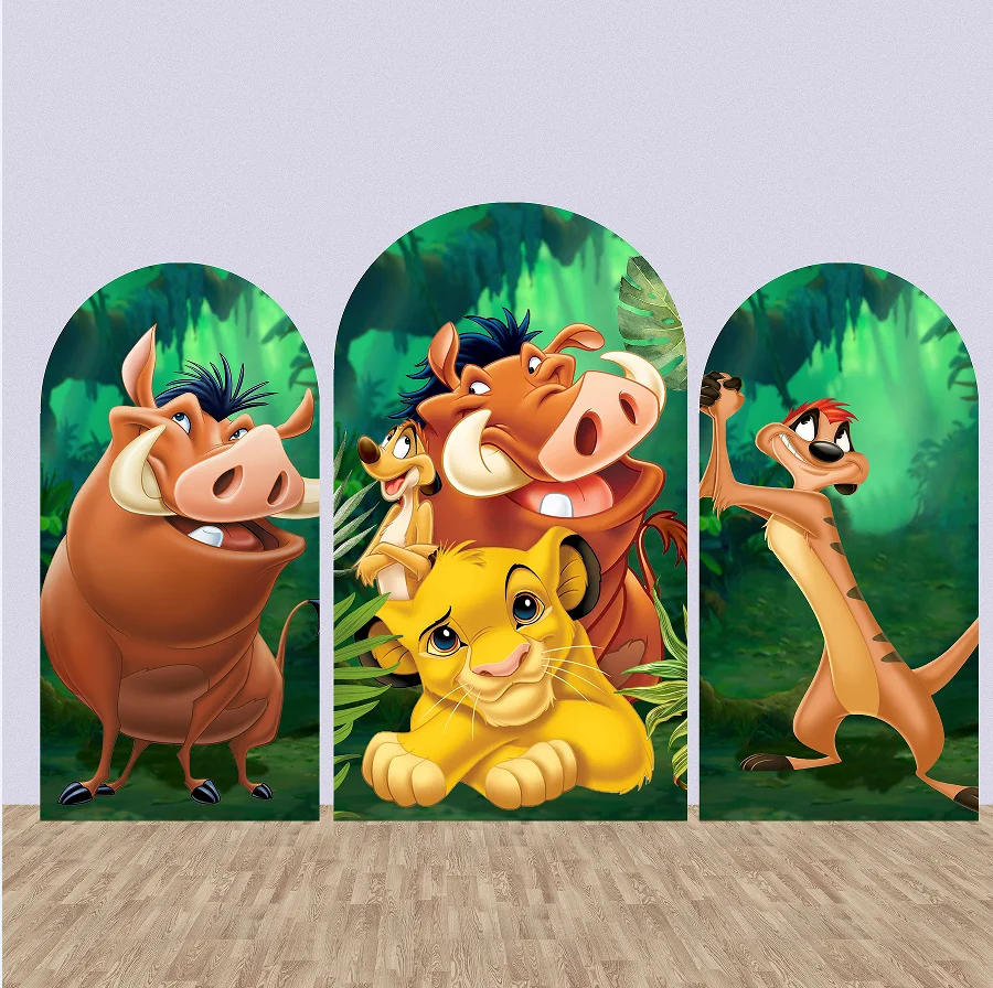 

Disney Lion Kingdom Arch Backdrop Cover Jungle Theme Party Decor Candy Dessert Table Cover Banner