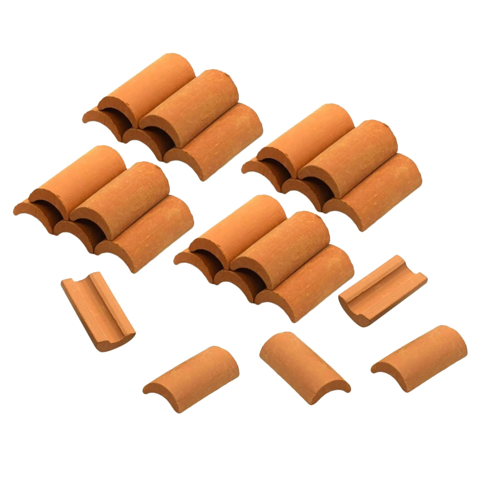 ABUM-25Pcs Mini Red Roof Tiles Model Building Set Miniature Tiles Figurine Landscaping DIY Fairy Garden Accessories