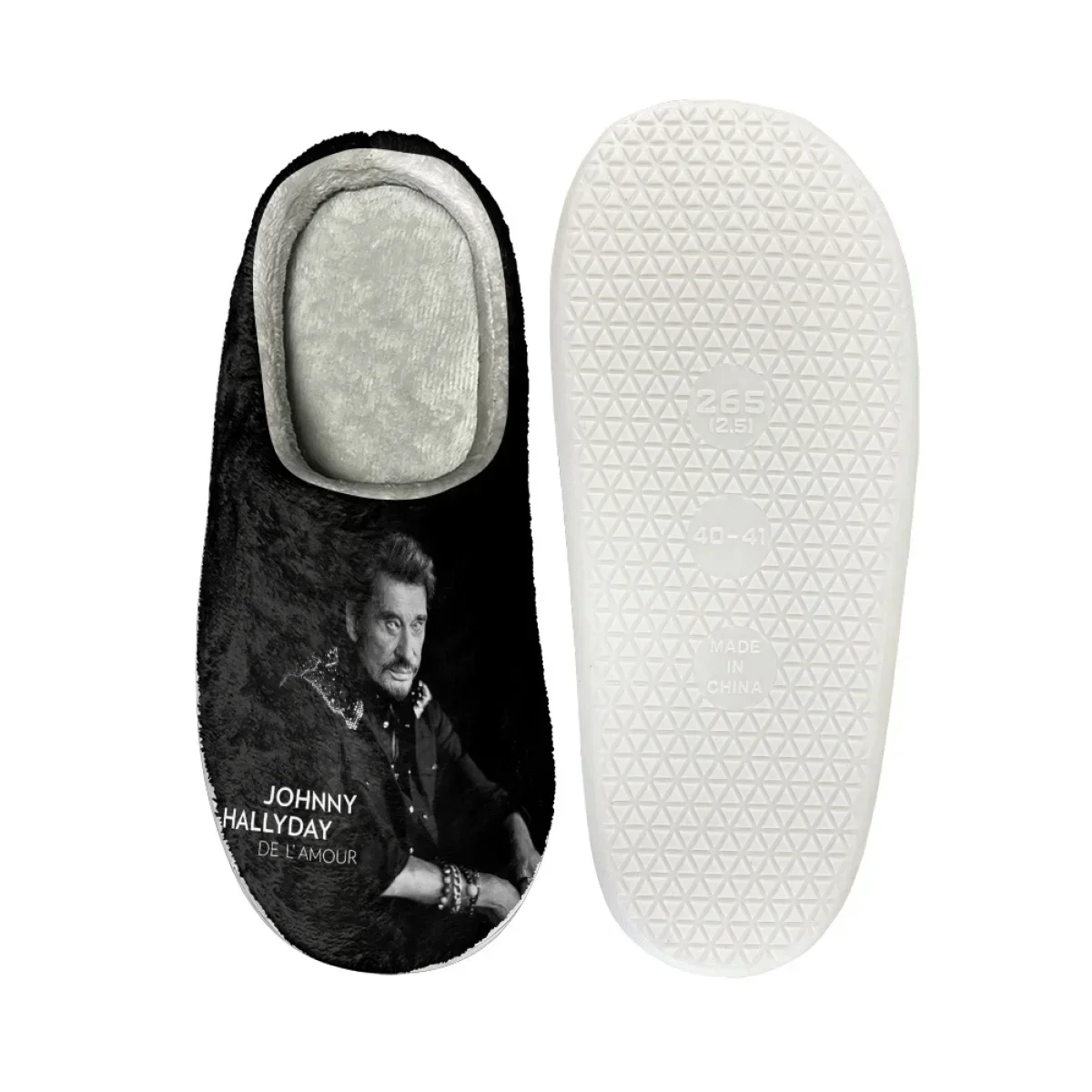 Polyester Cotton Slippers Women Men Home Shoes Simple Non-slip Slides Singer IndoorSinger Johnny Hallyday Footwear Custom Made view 4