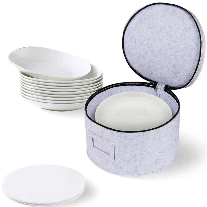 

Felt Storage Bag Glass Cup Rack Cooking Plate Soup Spoon Case Dish Fabric Holder Travel Kitchen Accessories Shelf Organizer