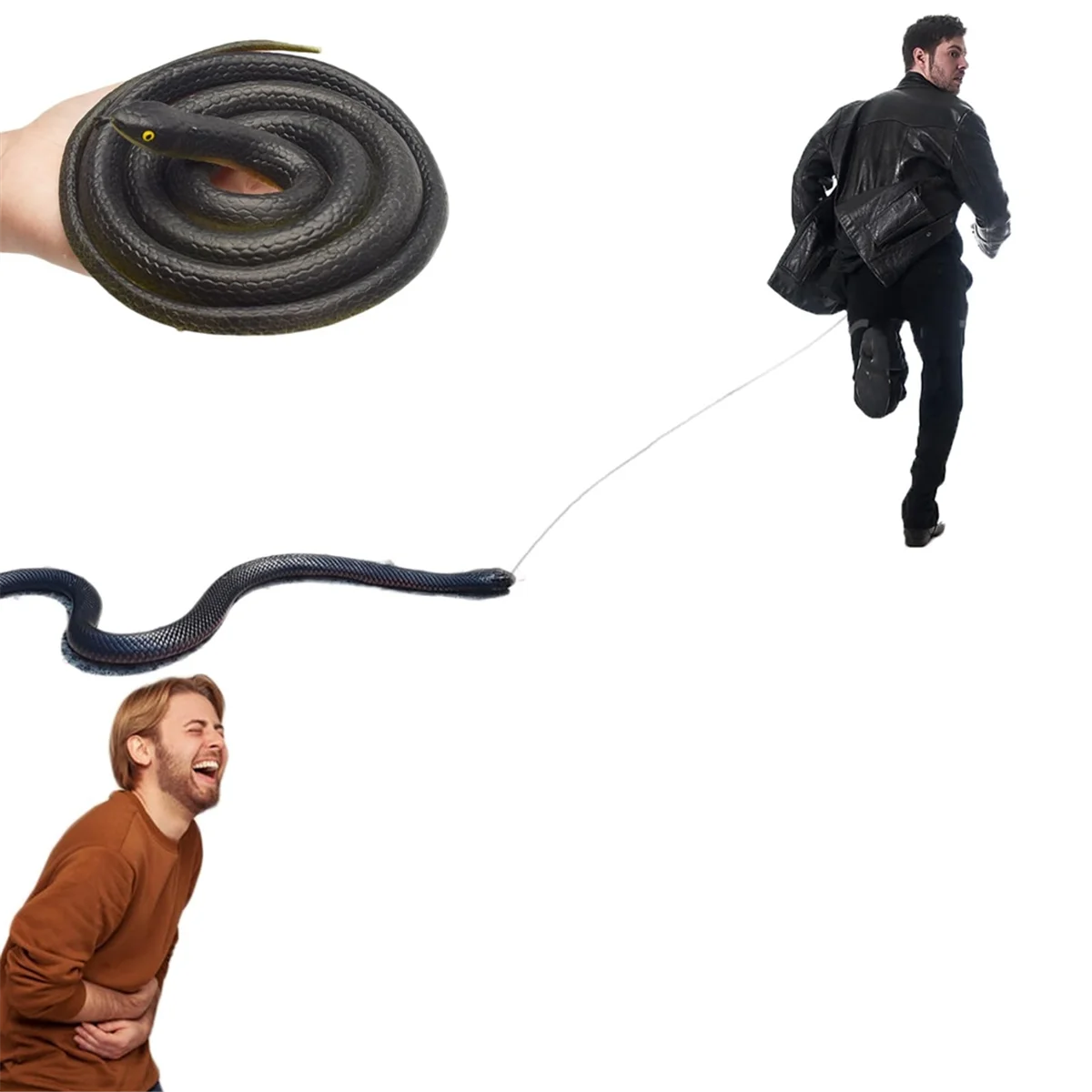 X55A-Snake Prank met String Clip - Clip op Snake Prank,Snake on A String Prank,Golf Snake Prank met String en