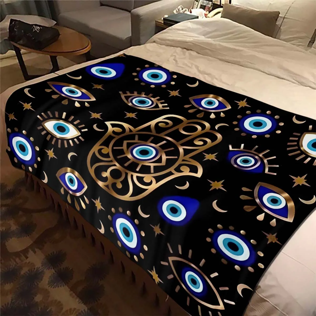 Nazar Evil Eye Tree of Life Retro Blanket Flannel Winter Soft Warm Plush Throw Blanket for Living Room Bed Sofa Picnic Blanket