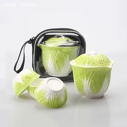 Creative Chinese Cabbage Model Gaiwan Hand Grip Tea Bowl Ceramic Teaware Handmade Custom Tea Cup Chinese Tea Accessories