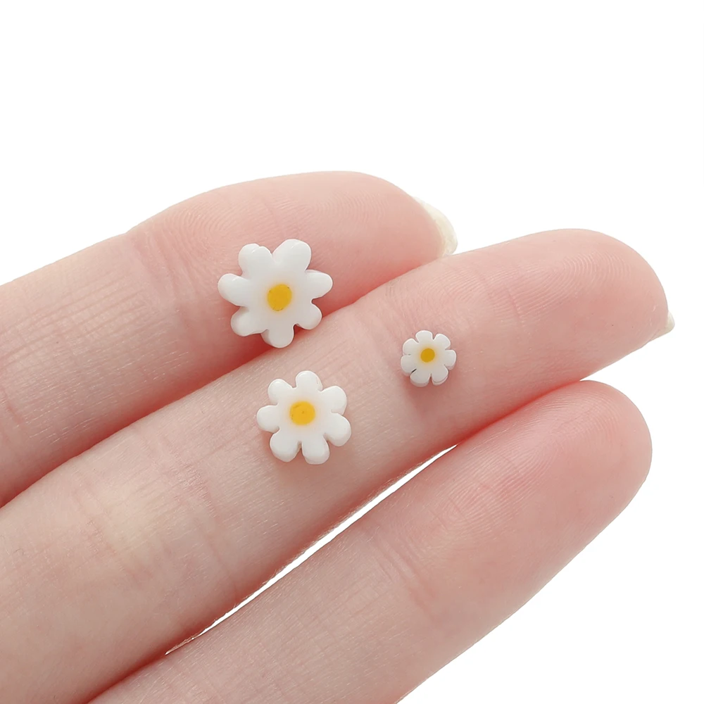 1 سلسلة/مجموعة DIY الزجاج ديزي الخرز 4-9 مللي متر زهرة فاصل فضفاض الخرز لصياغة أساور أقراط القلائد صنع المجوهرات #6