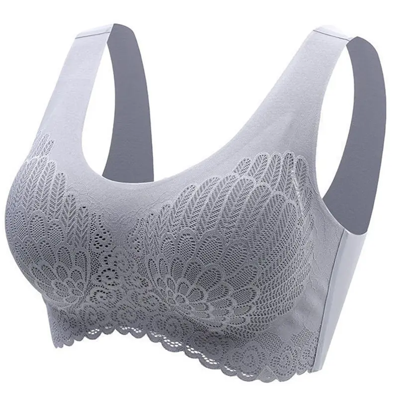 3PCS Lace Latex Bra Seamless No Steel Ring Gathering Sports Tank Top Bra Beauty Back Bra Removable Padding