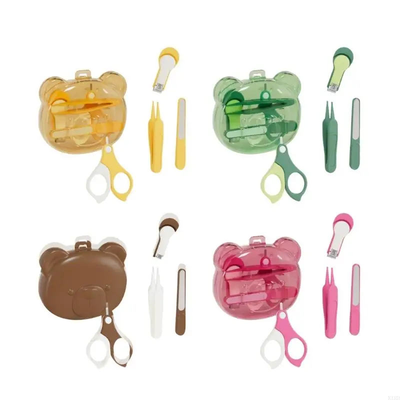 KXRD 4PCS/Set Recém -nascidos corte unhas com projeção segura tesouras Trimer unhas Arquivo caixa útil