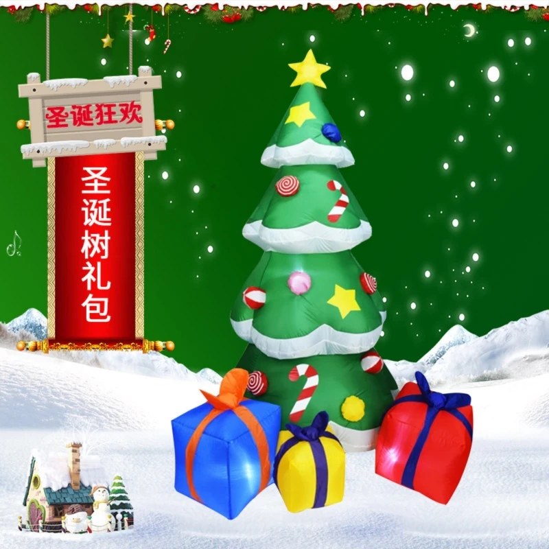 2.1m Inflatable Christmas Tree Inflatable DIY 2023 Merry Christmas Decorations With LED Lights for Home Outdoor Yard Lawn Decor