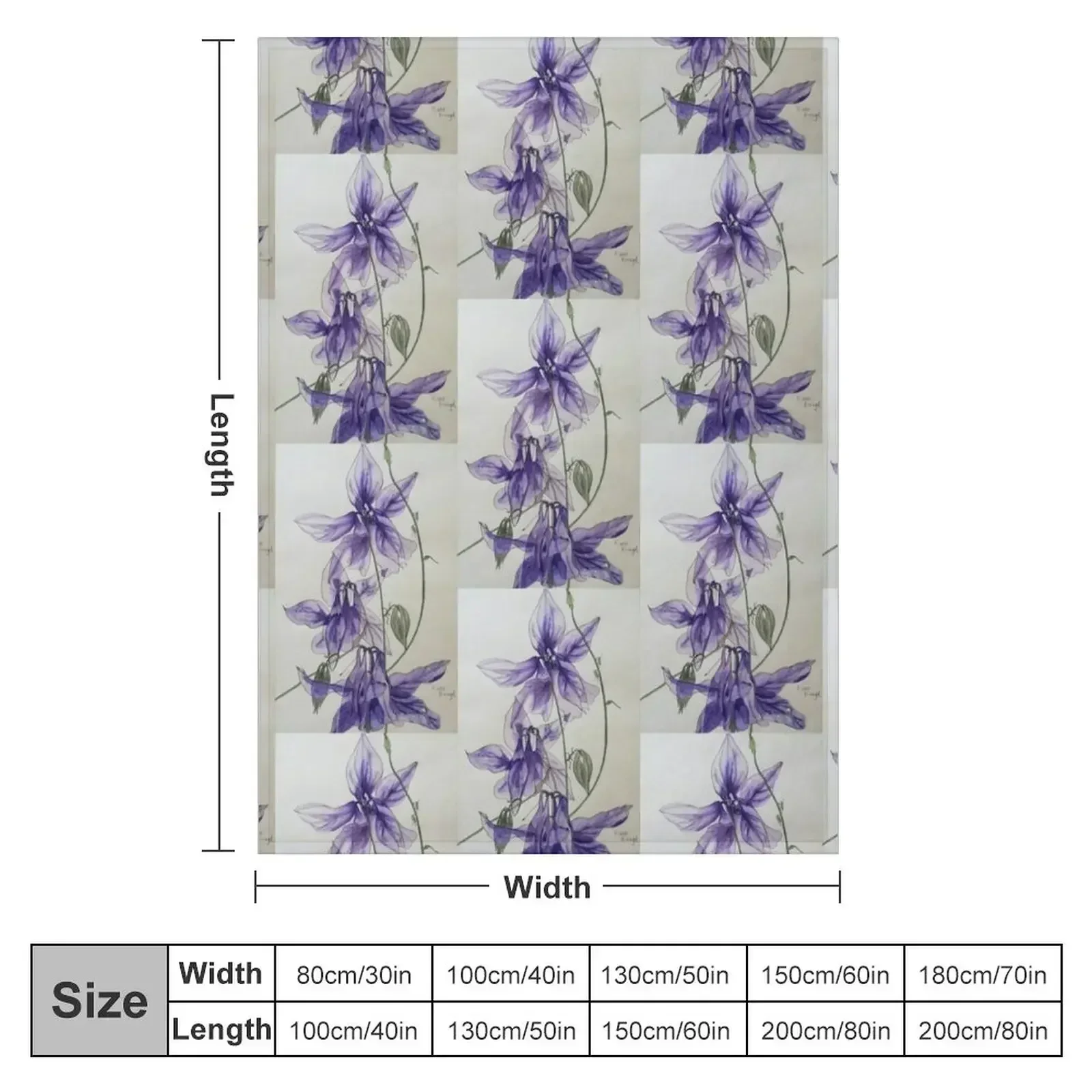 Aquilegia columbine blue watercolour painting Throw Blanket blankets ands Luxury Blankets