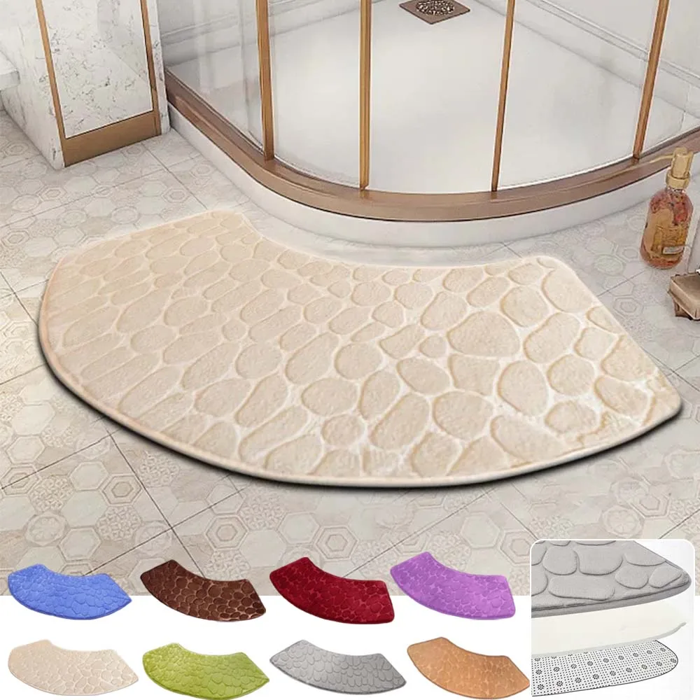 

3D Arc-Shaped Cobblestone Embossed Bathroom Floor Mat Quick Dry Non-Slip Bath Rug Water Absorbent Shower Carpet for Home Hotel