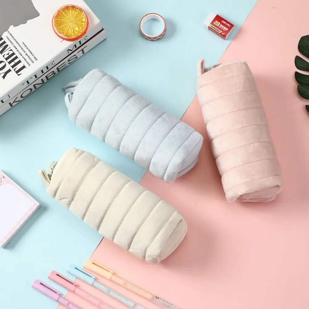 Makeup Bag Large Capacity Plush Pen Bag Cloud 2 Layers Cloud Bread Pencil Case Bread Creative Plush Storage Bag Stationery