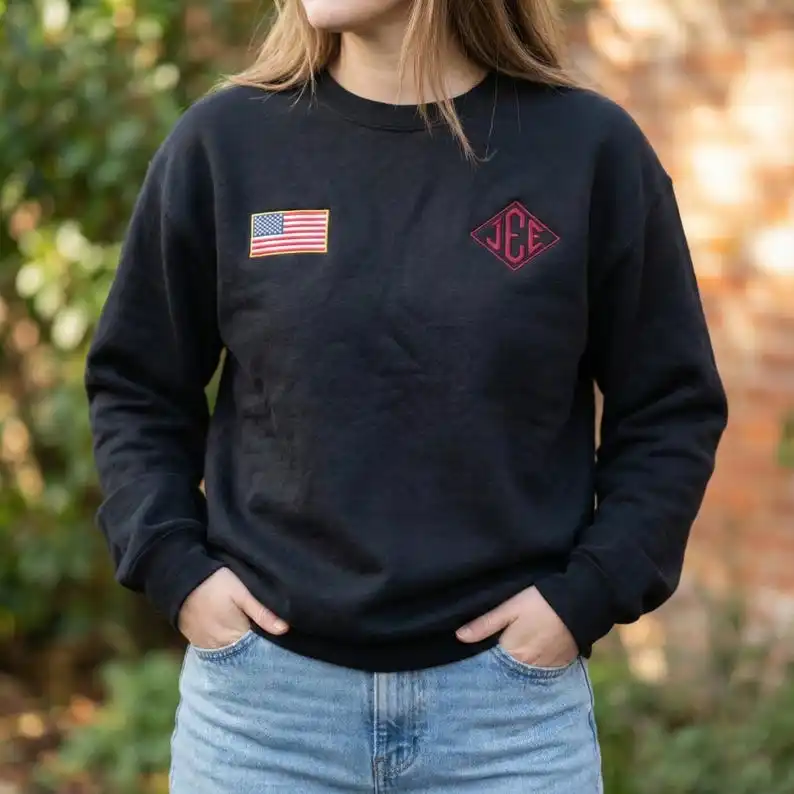 

Свитшот Jeffrey Epstein JEE с принтом, монограммой, длинными рукавами, синий, унисекс, с круглым вырезом горловины