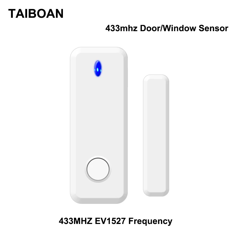 TAIBOAN Alarm pintu nirkabel 433mhz, Sensor pintu jendela terbuka/tertutup, aksesori detektor untuk Alarm keamanan rumah Host/Panel