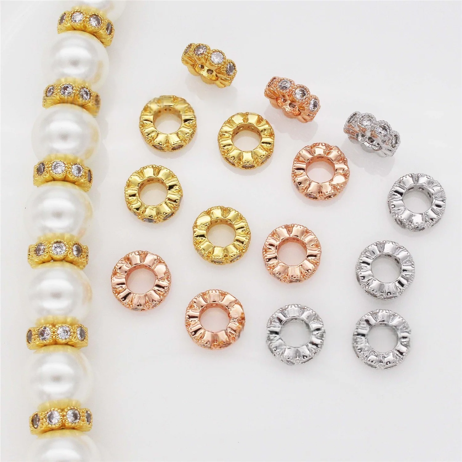 

5 Pieces 18k Copper Plated Wave Edge Spacer Beads DIY Bracelet Necklace Crystal Pearl Hand Beaded String Accessories Jewelry