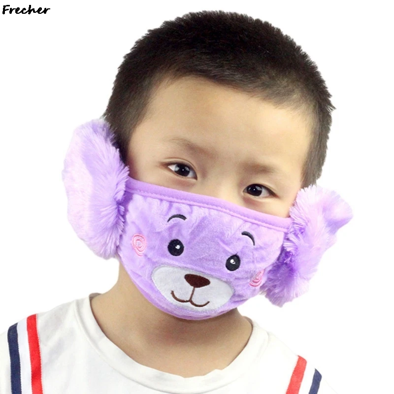 Winter Cold Protection Earmuffs Children Mouth Cover Warm Earflaps Outdoor Fluffy Ear Muffs Caps Plush Headphones Face Masks