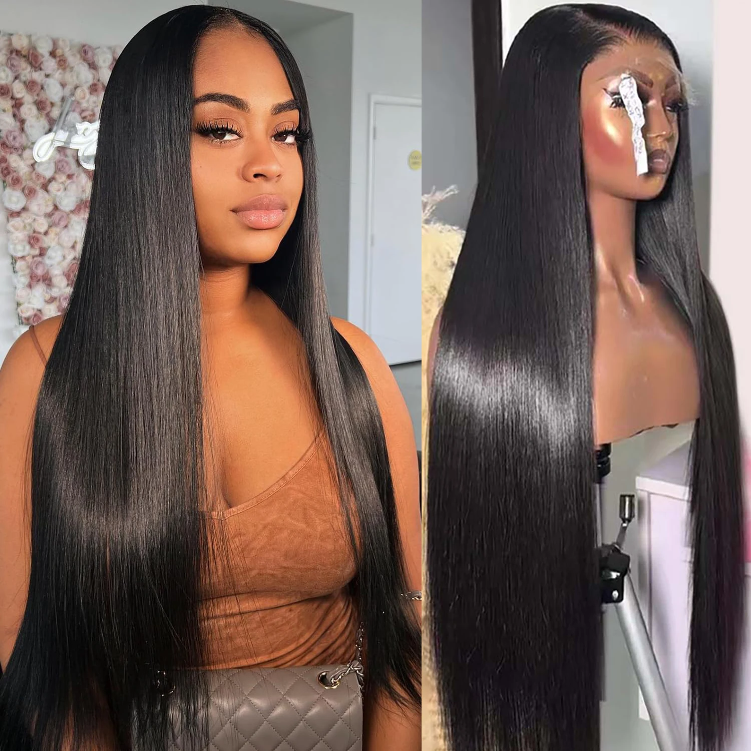 13x4 Bone Straight Lace Front Wig 13x6 HD Transparent Brazilian 30 40 Inch Human Hair Wigs For Women Pre Plucked With Baby Hair