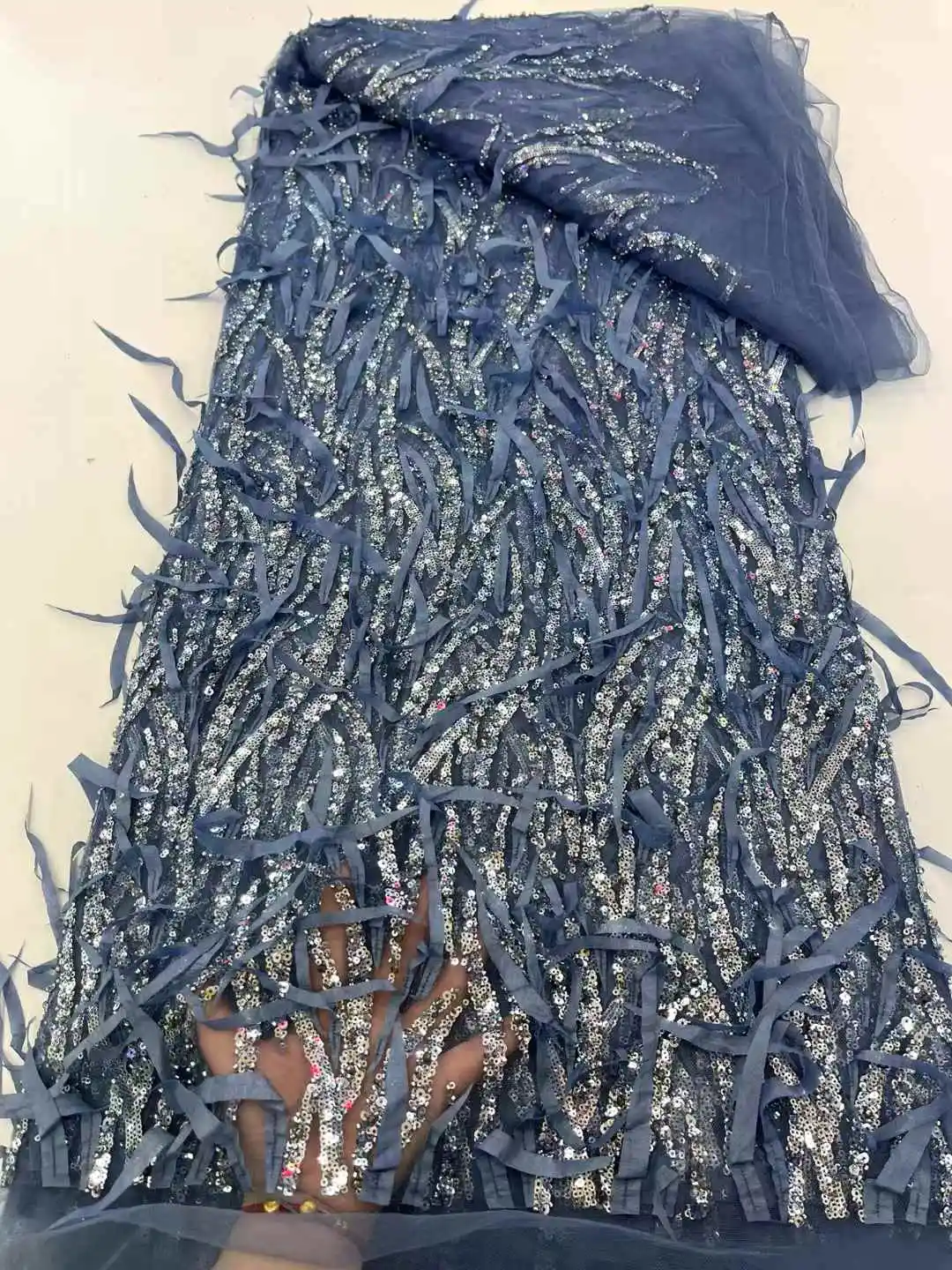 Nigeria tela de encaje de tul francés bordado africano hecho a mano tela de encaje con cuentas Material de malla de alta gama lentejuelas de lujo para fiesta
