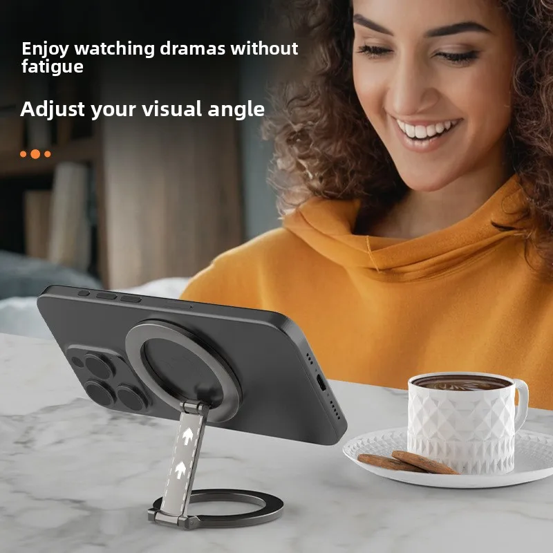 

Magsafe Magnetic Phone Stand for Apple iPhone | Double Ring Metal, 360° Rotation Foldable | Desktop Ring Holder