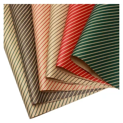 Christmas Red Green Kraft Paper Stripe Flower Wrapping Paper Thick Gift Decoration Paper Set 20 Sheets