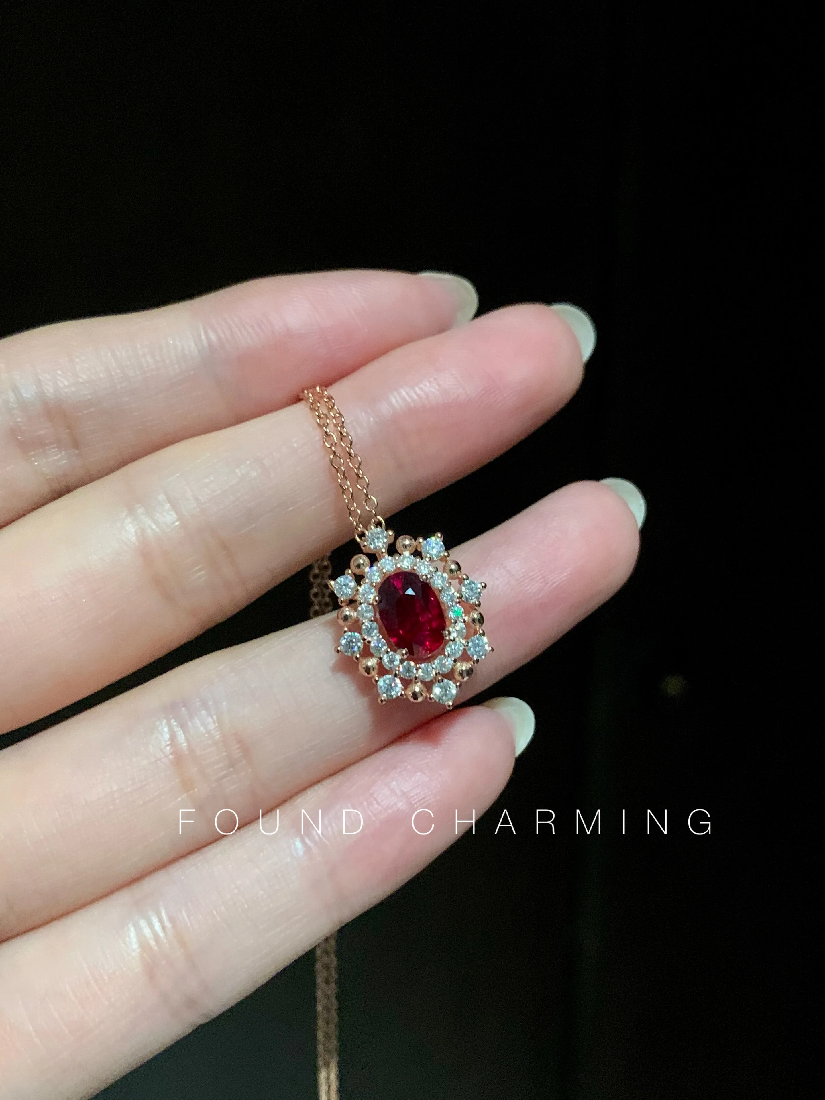 Custom Natural Ruby Necklace Engagement  Pendant For Women Luxury Fashion Party Jewelry