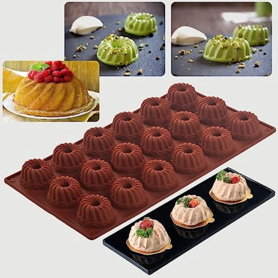قالب خبز من السيليكون لقوالب حلوى موس شوكولاتة جيلي بودنغ الجمل 18 تجاويف مجموعة من 3