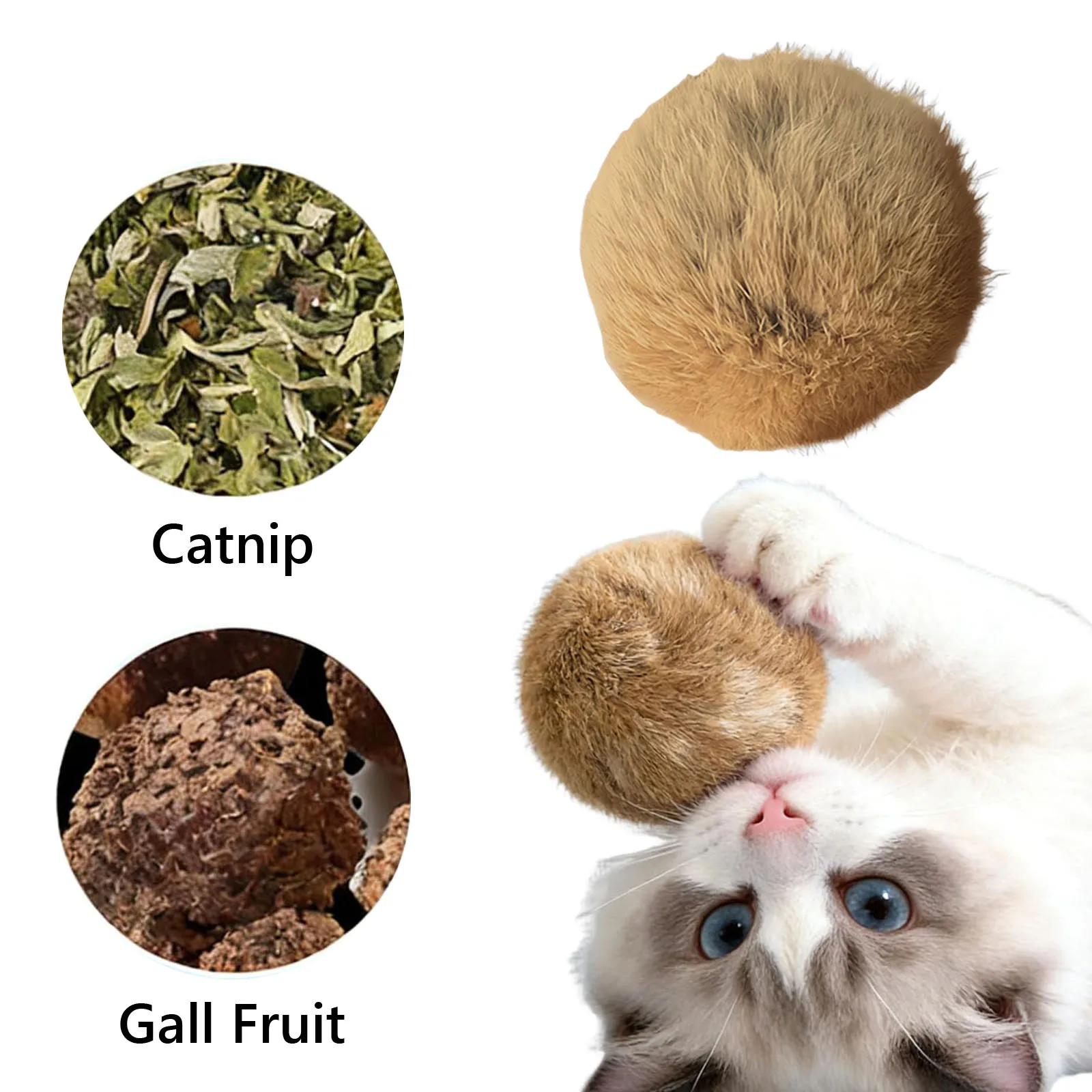 Furry Catnip Toy Ball Washable Plush Fuzzy Artificial Balls Fun To Chase for Kitten Pet Kicks Games Interactive Gifts