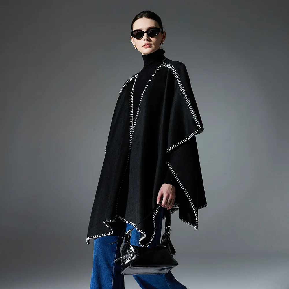 

Double-Sided Woolen awl Pure Color Autumn Winter New Arrival Versatile -Loed Blanket Scarf for Home Use