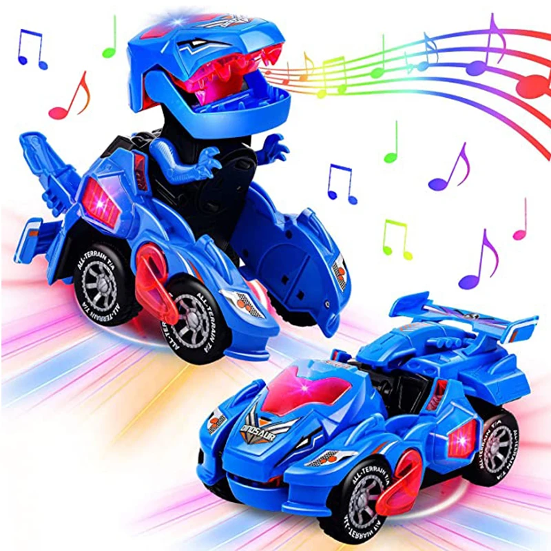 

Transforming Dinosaur Car Toys With LED Light Automatic Snap Squad Deformation Dino Race Car Toys For Kids Boys Holiday Toy Gift