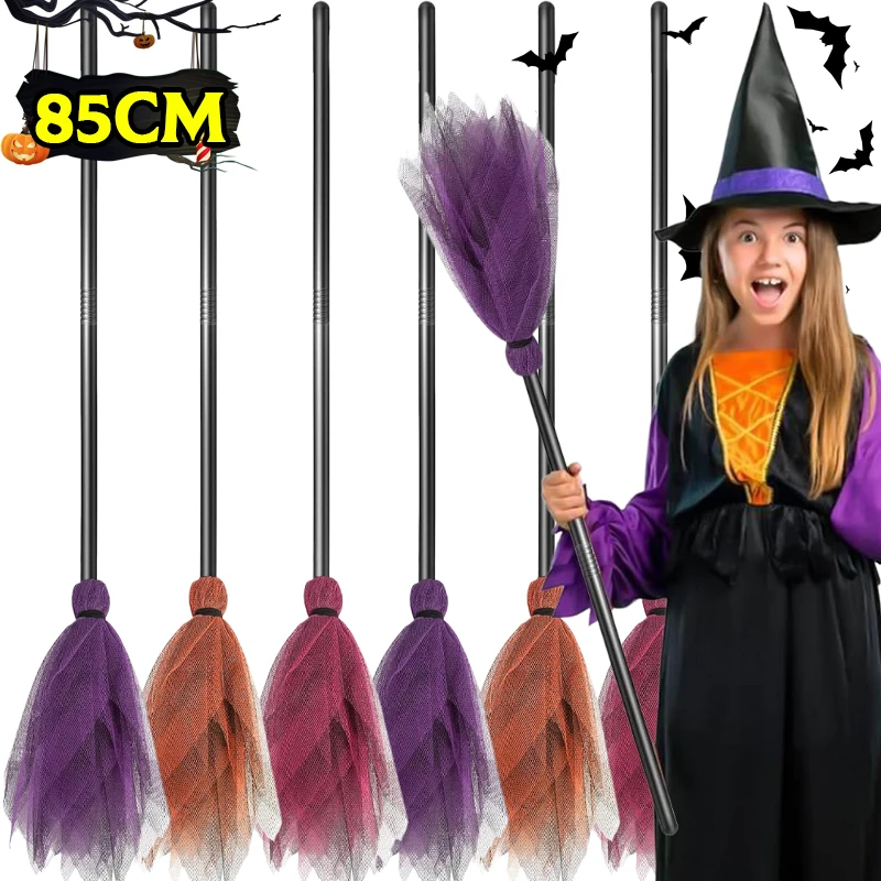 Escoba de bruja voladora para Halloween, accesorios de fiesta, fregona para Festival fantasma, palo de bruja, accesorios de escoba voladora para Cosplay de plástico, decoración de fiesta, 1/5x