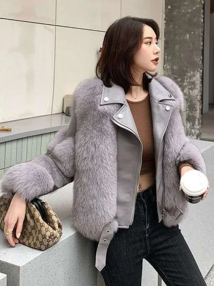 冬の新作 レディース スプライスコート イレギュラーレザー ジップアップ ターンダウンカラー ジャケット ストリートウェア 厚手 暖かい 無地コート ハイネック