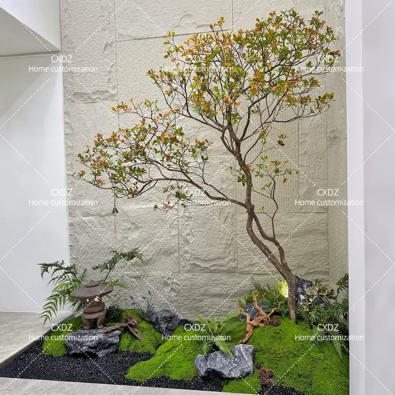 New Chinese simulation green plant potted tree indoor island spring flower decorative tree horse drunk wood fake tree