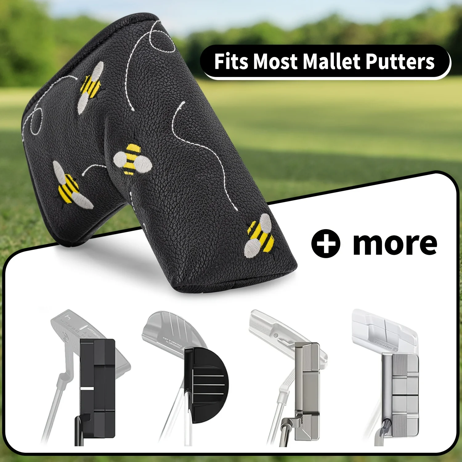 Little Bee Style And Crossbones Golf Putter Cover - Premium Blade Headcover with Soft Lining, Closure - Durable Golf Club image 2
