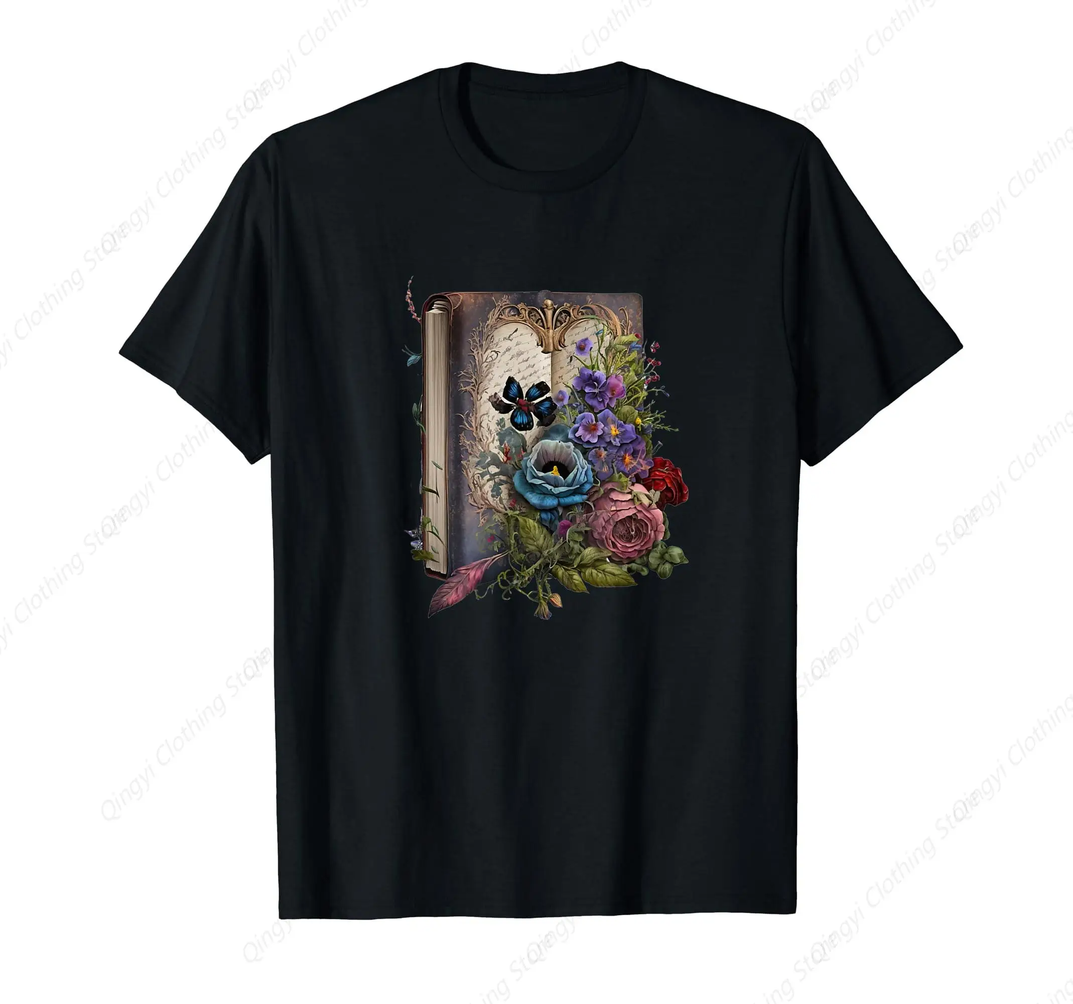 Wildflower Summer Floral Book Horror Funny Gothic Graphic T-Shirt