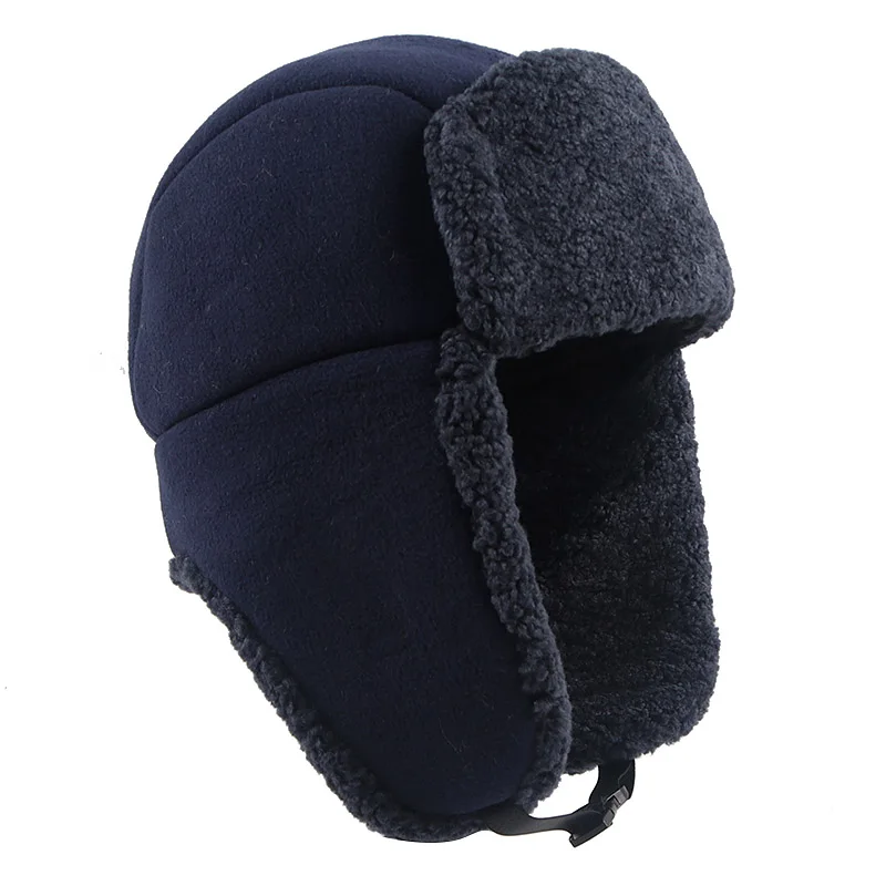 Hot Fleece Bomber Hat Winter 2024 Autumn Warm Wool Fur Russian Ushanka Hats With Ear Flap Pilot Trapper Cap Earflap Snow Cap