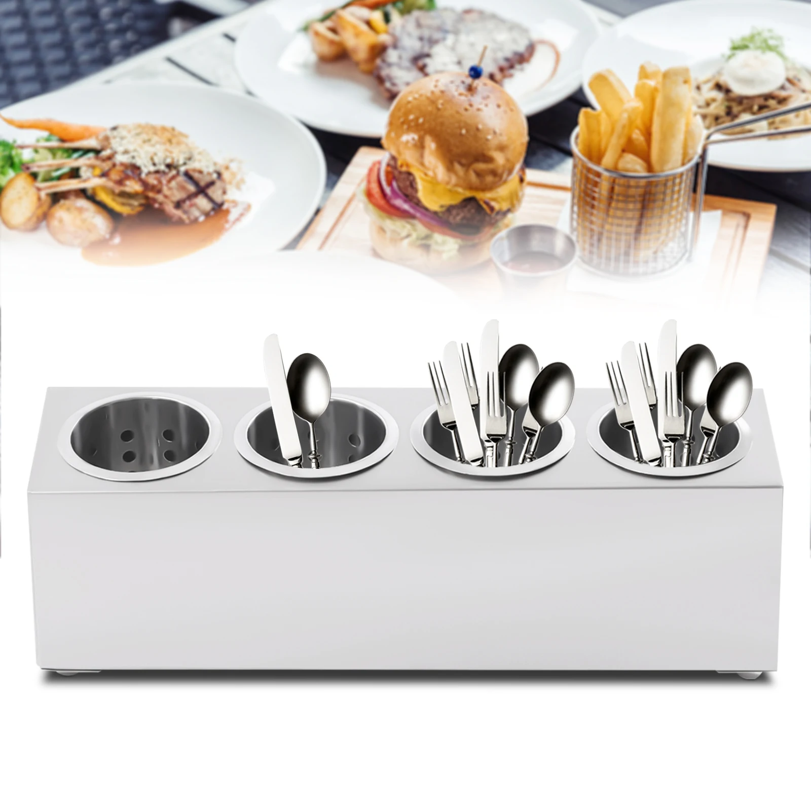 

Modern Minimalist Cylinder Flatware Utensil Holder Organizer Caddy Stainless Steel Flatware Organizers With 4 Holes