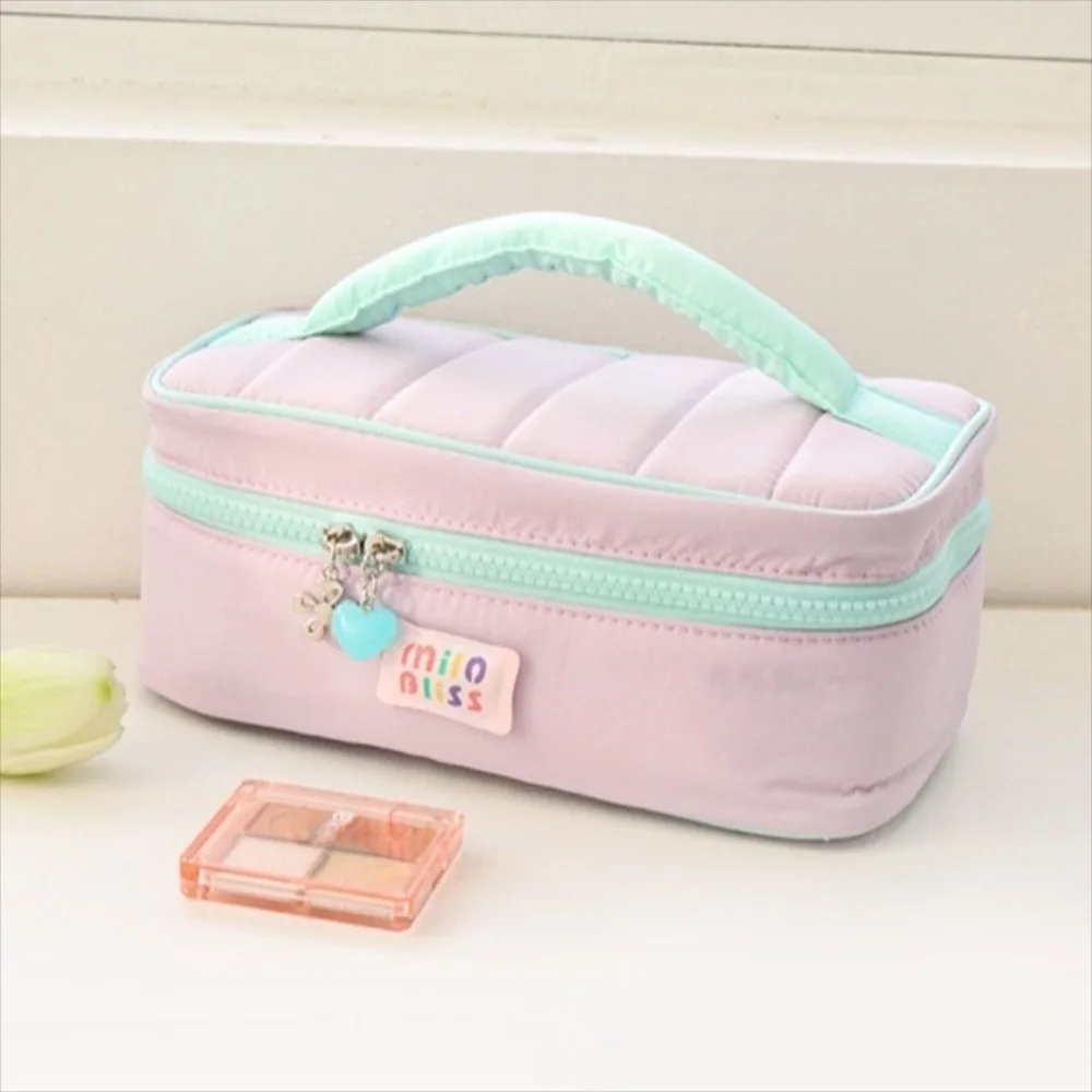 

Dopamine Contrast Makeup Bag Handheld Handbag Toiletry Storage Bag Large Capacity Zipper Portable Cosmetic Organizer Outdoor