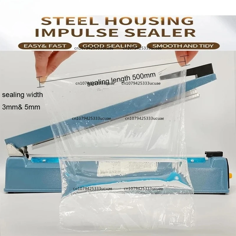 500mm Iron Handheld Electric Heating Impulse Sealing Machine Hand Pressure Sealer for Plastic Aluminum Foil Non-woven Fabric Bag